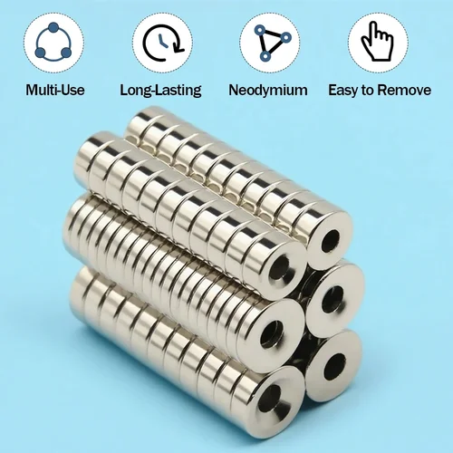Imagen 2 del producto Imán de Neodimio Potente, Imanes Redondos Súper Fuertes N35 con Orificios, Imanes Permanentes de NdFeB, Imán para Refrigerador