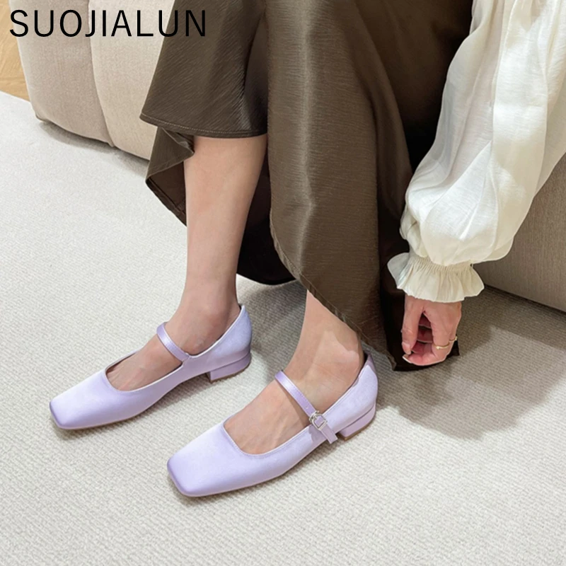 SUOJIALUN 2022 Summer Women Flat Shoes Round Toe Shallow Soft Ballerina Shoes Ladies Casual Dress Ballet Loafers Classics Mujer