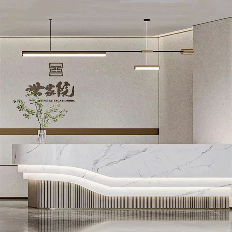 Modern Linear LED Pendant Lights Long Strip Chandelier Living Room Bedroom Bar Minimalist Hanglamp Home Decor Line Droplight