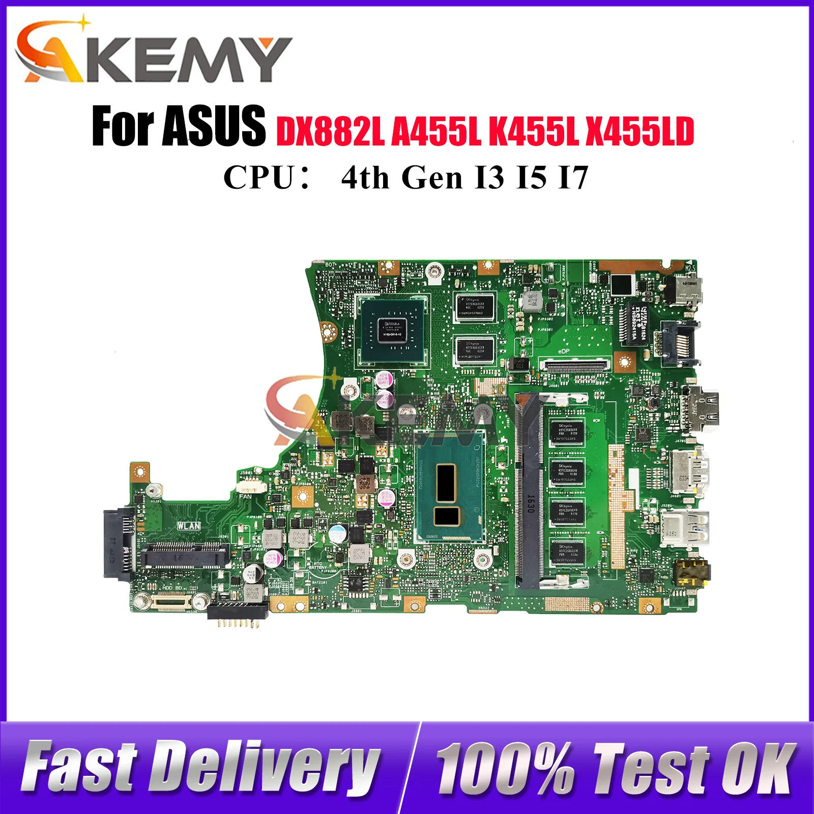 

X455LD Laptop Motherboard For ASUS A455L X455LB K455L X455LNB DX882L X455LN X455LD X455L X455LJ X455LF Mainboard W/ I3 I5 I7 CPU
