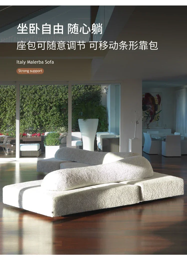 Sofá Rock, gran salón horizontal, sofá de módulo irregular móvil de piso plano grande