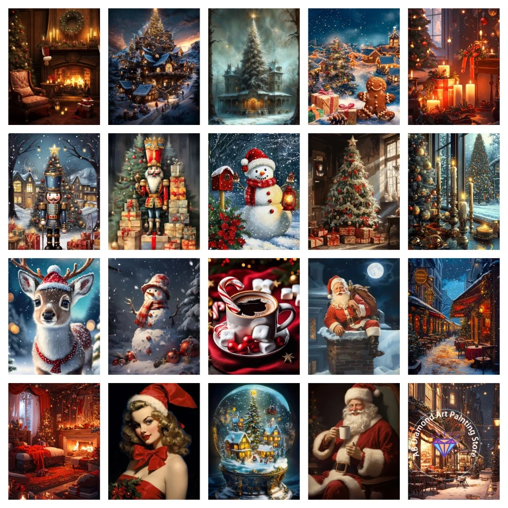 

Christmas Tree Santa Claus AB Diamond Painting Kit Square Round Diamond 5D DIY Mosaic Handmade Art Christmas Gift Home Decor