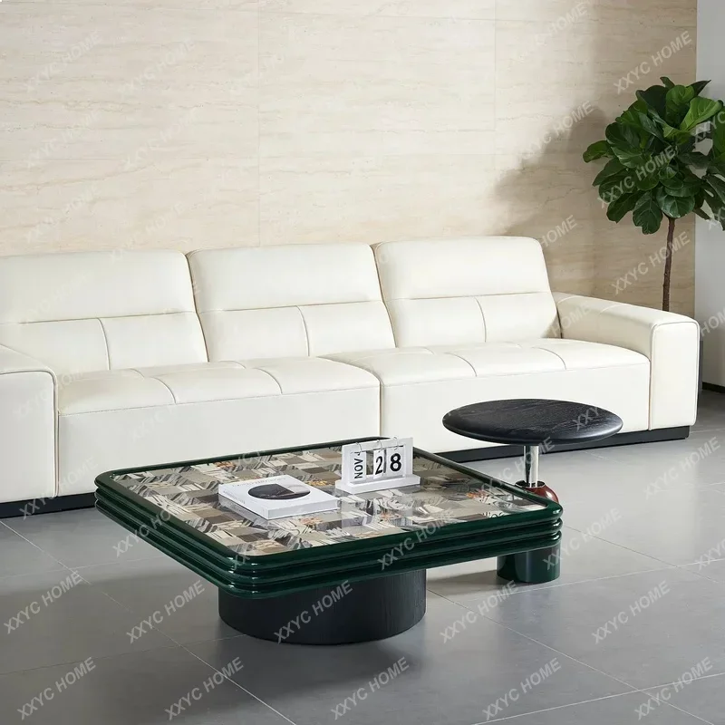 X Minimalist Square Color Block Coffee Table Round Side Table Set for Living Room Creative Modern Tea Table