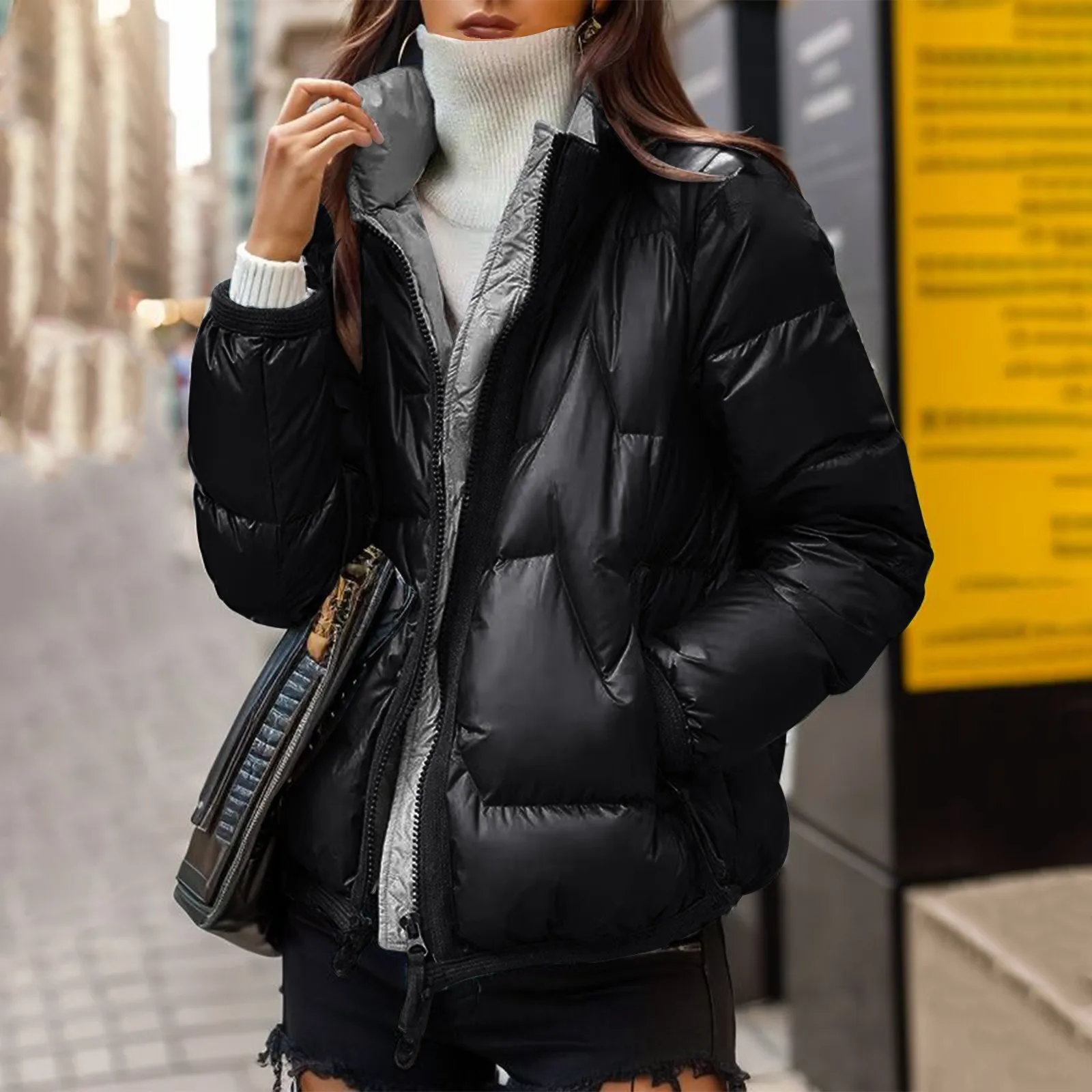 Autumn Winter Women Down Jackets Casual Solid Oversized Outerwear Loose Parkas Cotton Padded Quilted Jacket Warm Women Clothes