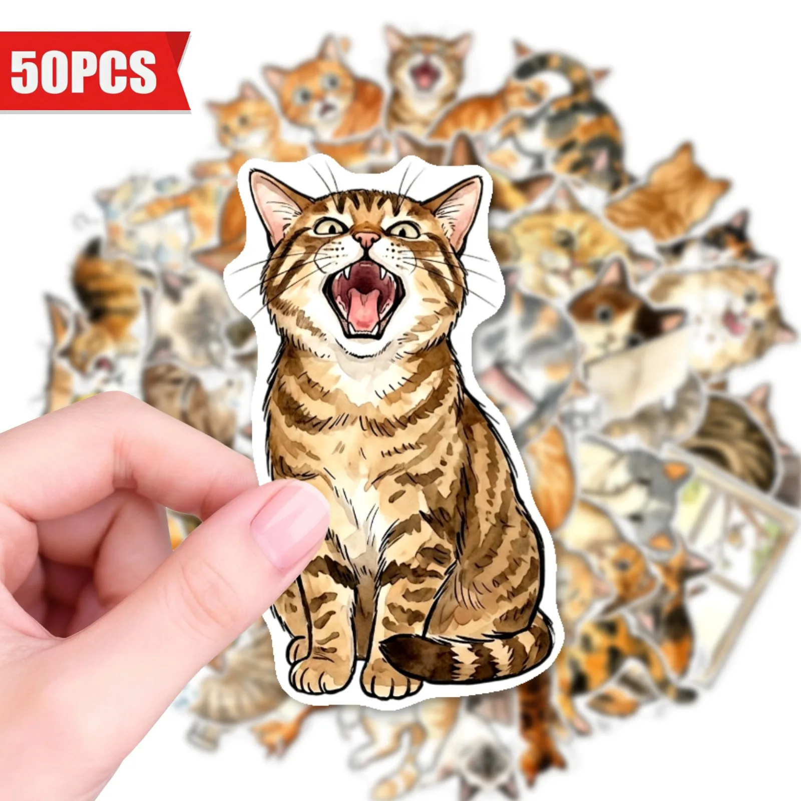 10/30/50pcs Cat stickers Cute cartoon Orange Cat Decoration Luggage Phone Case Laptop Skateboard Guitar DIY Waterproof stickers