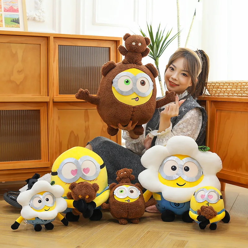 25/35/45Cm nuevos dibujos animados Minions muñeco de peluche almohada de juguete Kawaii Anime Despicable Me figura Bob Tim Pp juguete de peluche de algodón regalo para niños