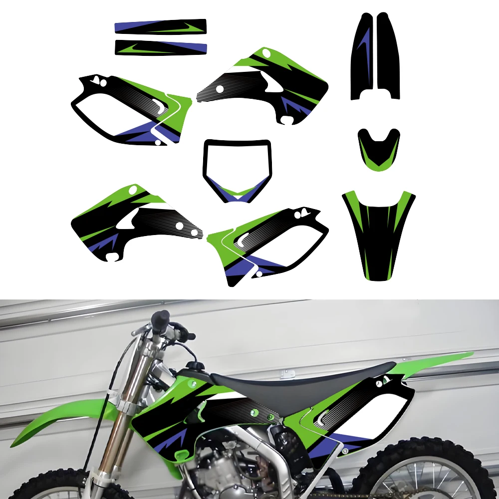 Motorcycle Fairing Graphics Background Decals Sticker Customize Fit For KX125 KX250 KX 125 KX 250 2003-2012 2004 2005 2006 2007