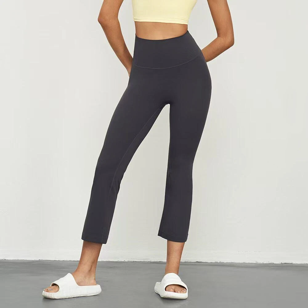 Damen Acht-Punkt-Yoga-Leggings mit hoher Taille, schlankmachend, schnelltrocknend, hochelastisch, für Pilates und Fitness-Training, Schlaghose für den Sommer – Detail 5
