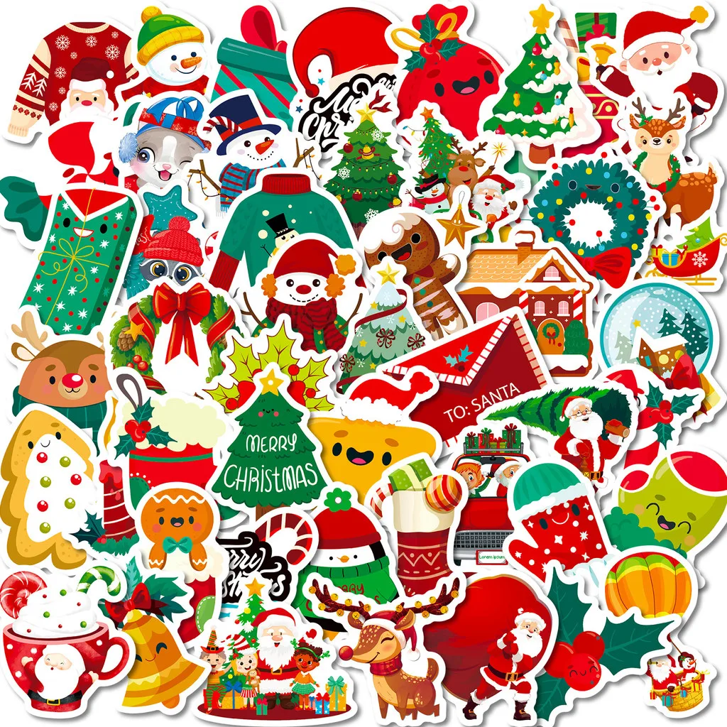 Xmas Seasonal Graffiti Sticker Pack 50 Sheets, Cute Festive Pattern Stickers for Scrapbook, Luggage Giajar Sticker Store