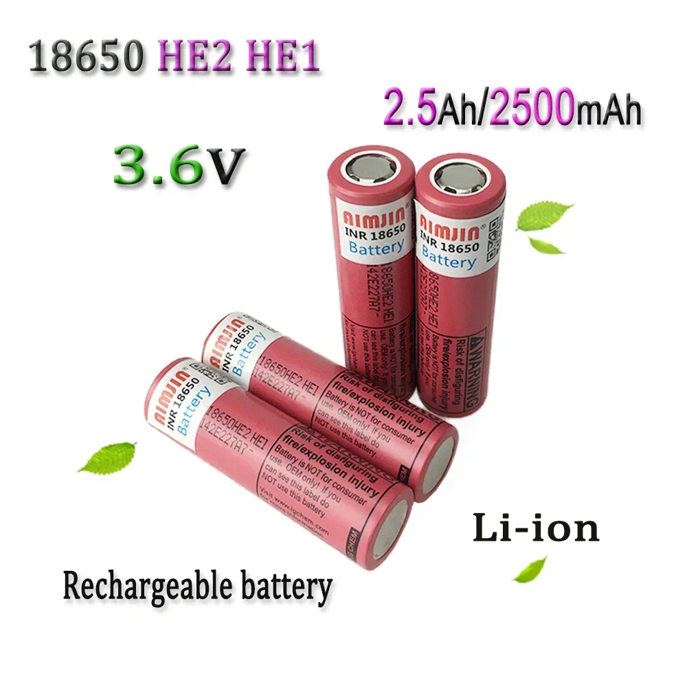 3.6V 2500mAh 18650 HE2 HE1 Rechargeable Li-ion Battery For Us 18650 Toys, Tools, Flashlight Battery Etc