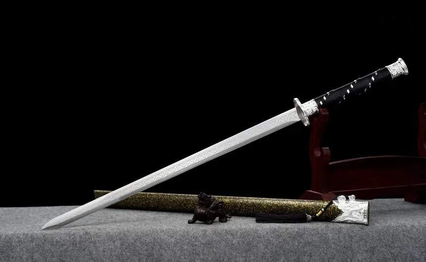 

108cm Japanese war sword Medieval battle preparation katana full tang Silver edge Cut spring steel Ninja Kung Fu Martial Arts Re