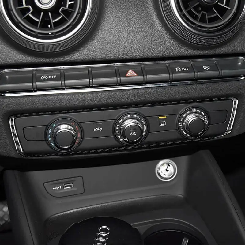 

For Audi A3 S3 RS3 8V 2013 2014 2015 2016 2017 2018 2019 2pcs Car Air Conditioner Knob Cover Trim Interior Soft Carbon Fiber