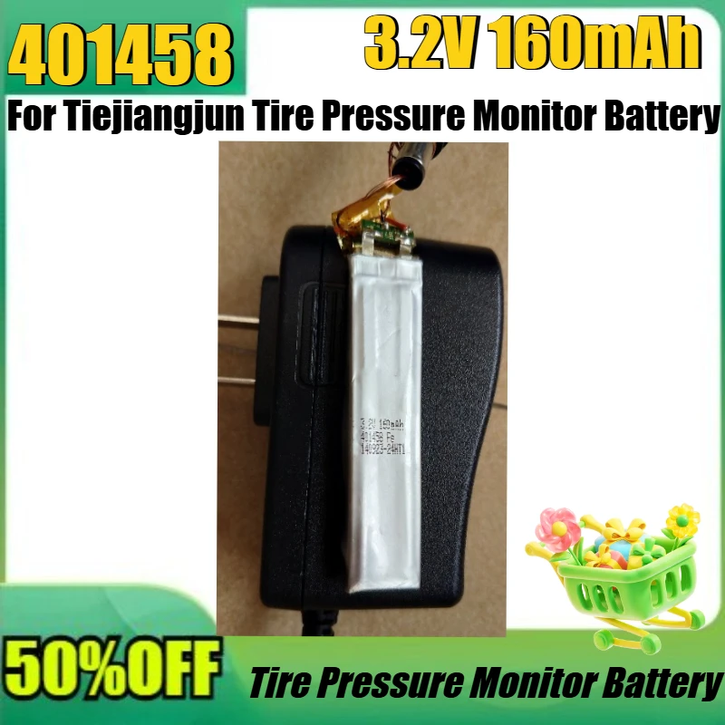 

New 3.2V 160mAh High Quality Battery for Tiejiangjun Tire Pressure Monitor Battery 3.2V 401458 2line