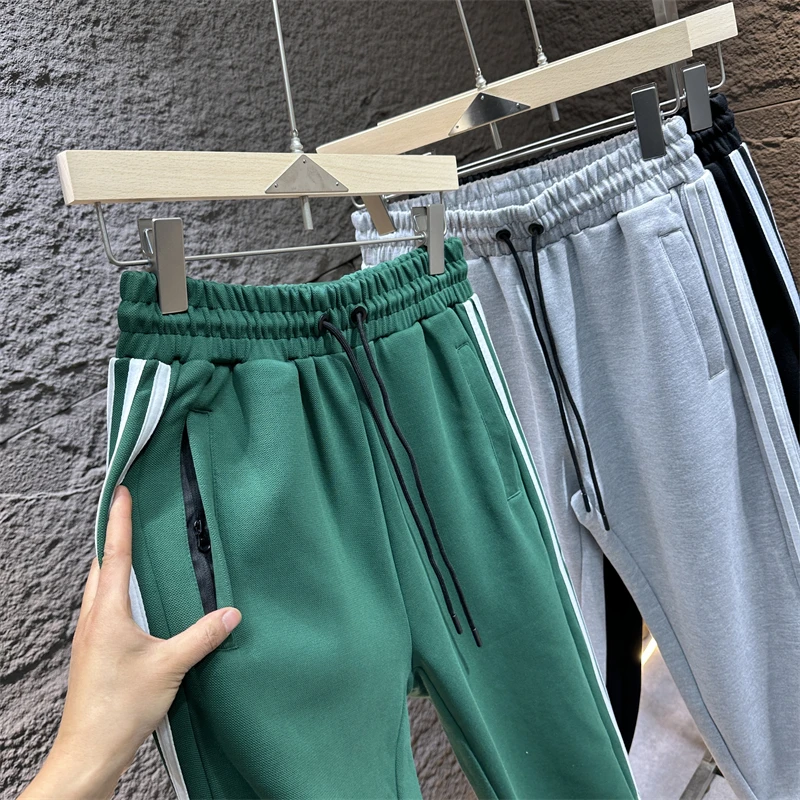 

Classic Cotton Me Eyelets Sports Casual Sweatpants with Elastic Magic Tape Trousers for Men Spring Autumn Leisure Pants