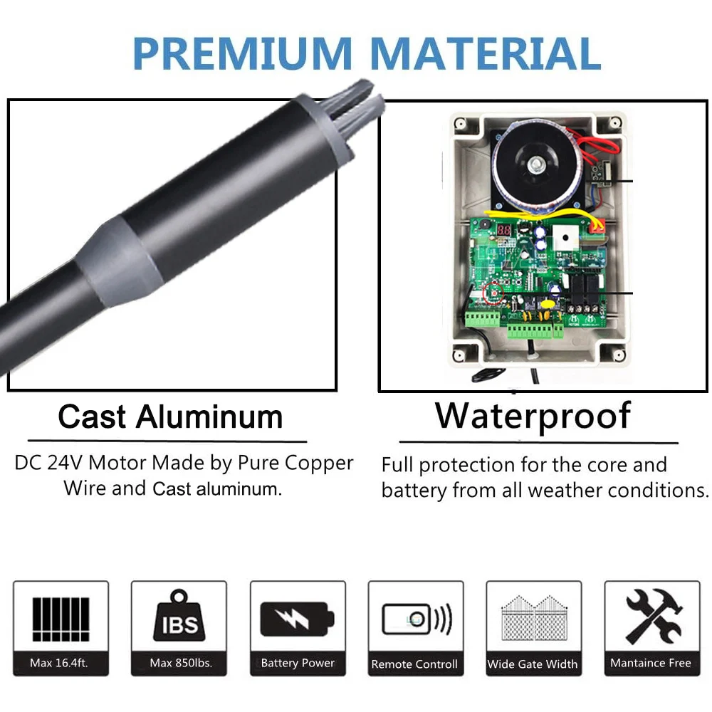 Imagem -03 - Único Atuador Linear 24vdc Apoio Abridor de Portão de Balanço Solar Kit Acessórios do Operador do Motor Opcional para a Única Porta Porta do Balanço