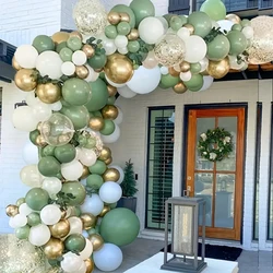 139pcs,Sage Green Balloon Wreath Set Oh Baby Shower Olive Matte Decoration in Different Sizes Happy Birthday Party Decoration