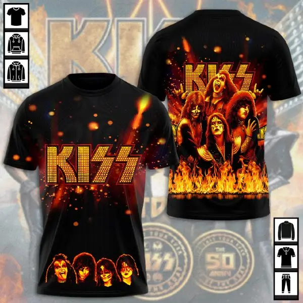 New Popular Rock Kiss Band 3D Printed T-shirts Men Women Short Sleeve O-Neck t shirts Fashion Loose Casual Top Adult Y2k Clothes