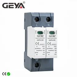 GEYA GSP9 2Pole Surge Protector 20KA-40KA SPD AC275V AC385V 400V 440V SPD House Surge Protector 1P+N Din Rail