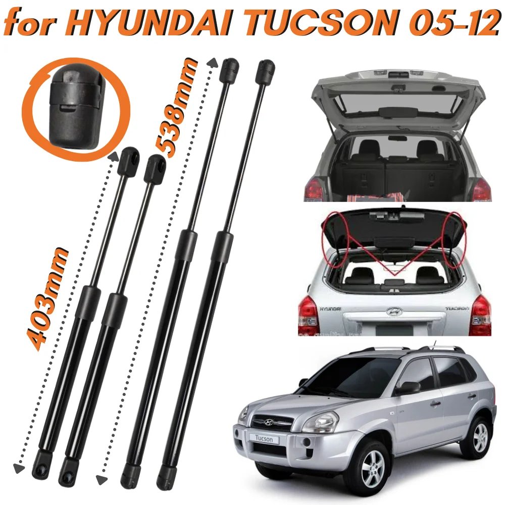 

Qty(4) Rear Window & Tailgate Boot Trunk Gas Struts Springs for Hyundai Tucson JM 05-12 SUV Lift Supports Shock Absorbers Damper