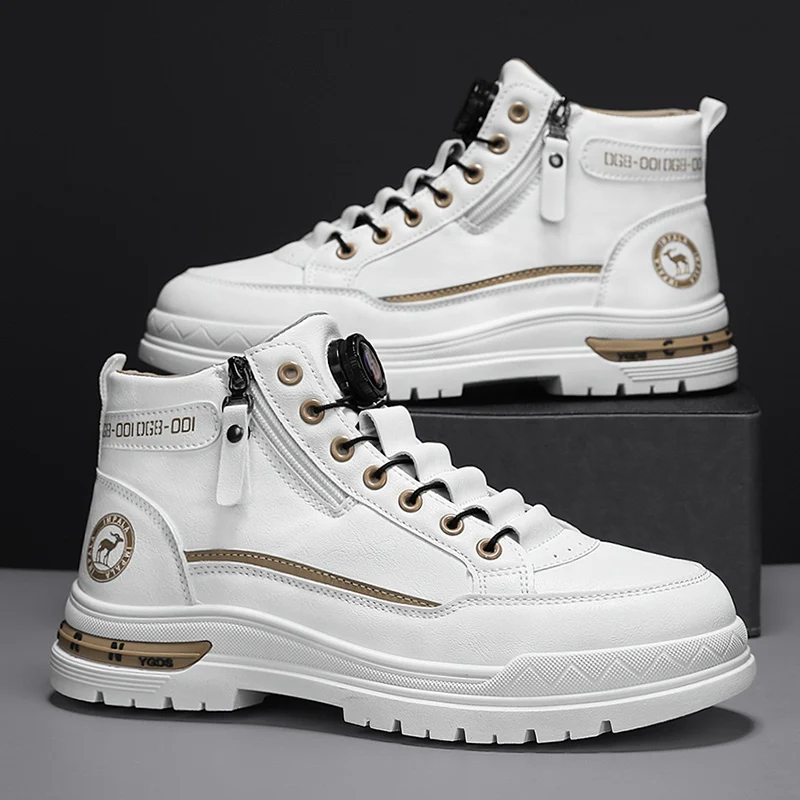 

Дышащие повседневные ботинки для мужчин, качественные ботильоны в стиле ретро, мужские ботинки на платформе, белая обувь, мужские ботинки на платформе Bota Masculina