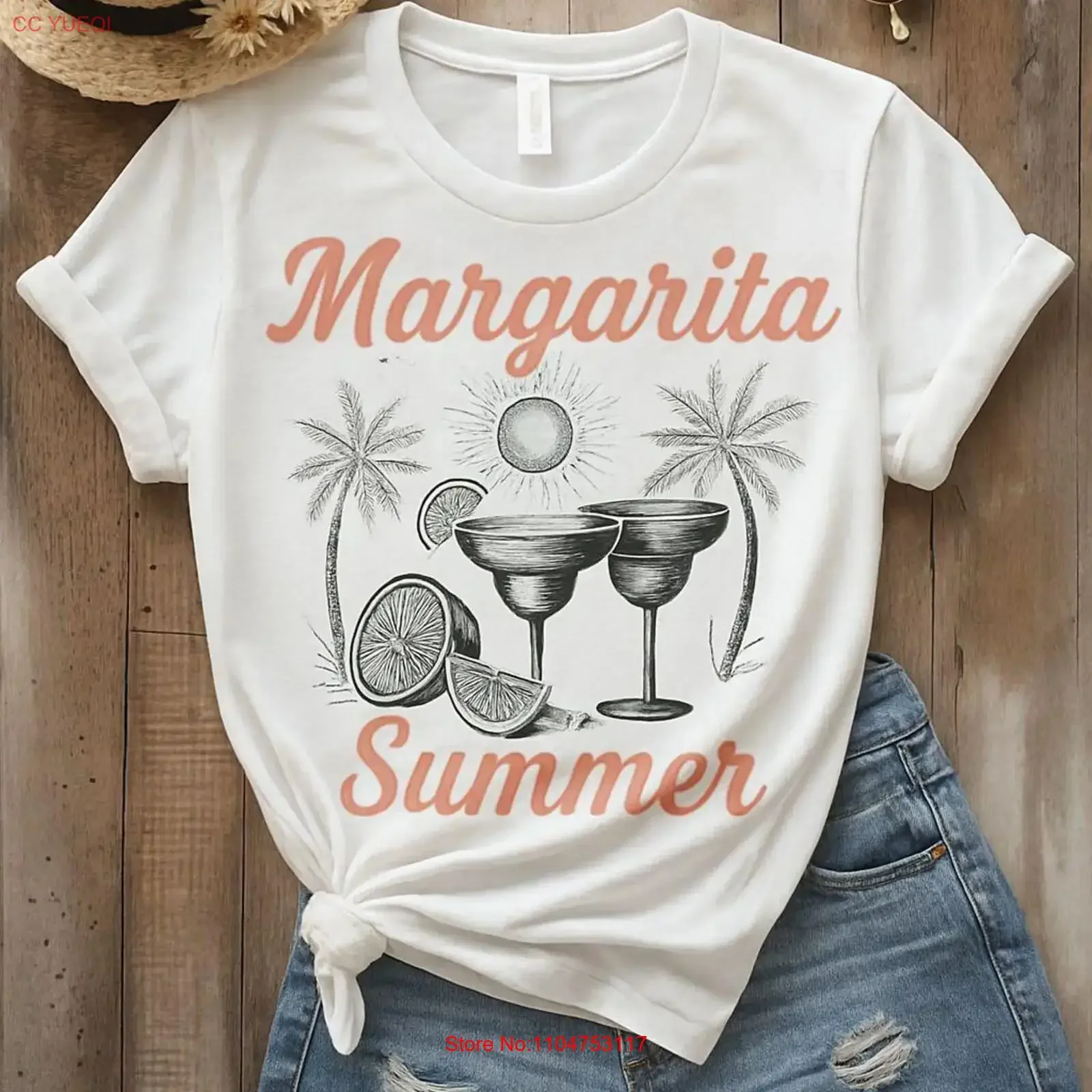 Margarita Summer T Shirt Cotton Perfect for Parties Vacation Wear Cocktail Lovers Beach Day Outfit Casual Style vintage Washed