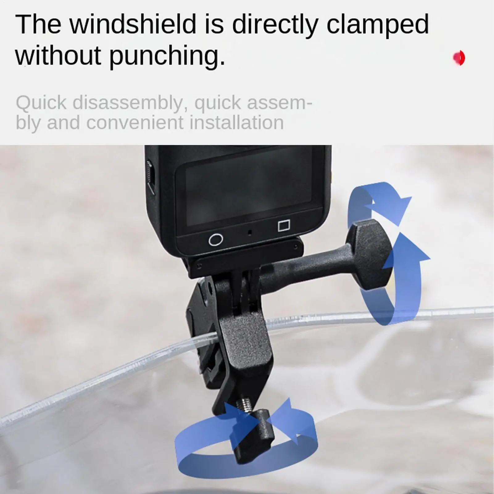Motorcycle Windscreen Camera Mount Anti-Shaking Video Recorder Clip Motorcycle Dashboard Camera Mount For Long Trip Gravel Road