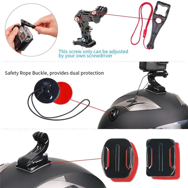 Go Pro Accessories Turntable Button Mount Motorcycle Helmet Chin Bracket Arm For Gopro Hero 12 9 Dji Insta 360 Camera Accessory