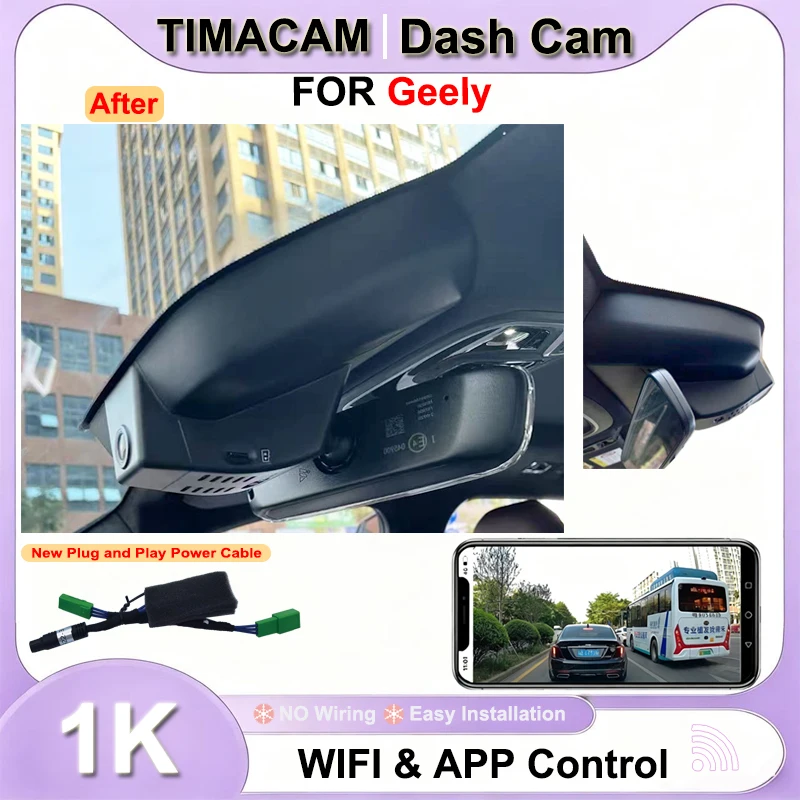 TIMACAM 1K 1080P Wifi Plug and Play Dash Cam Car DVR Video Recorder for Geely Tugella Xingyue 206T 300T 350T AWD 2020 DashCam