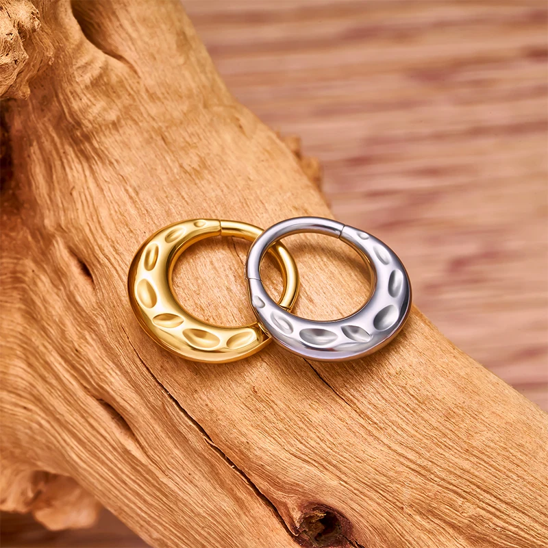 ASTM F136 G23 Titanium Mirror 16G Moon Waterdrop Septum Piercing Clicker Segment Ring Daith Conch Hoop Earrings