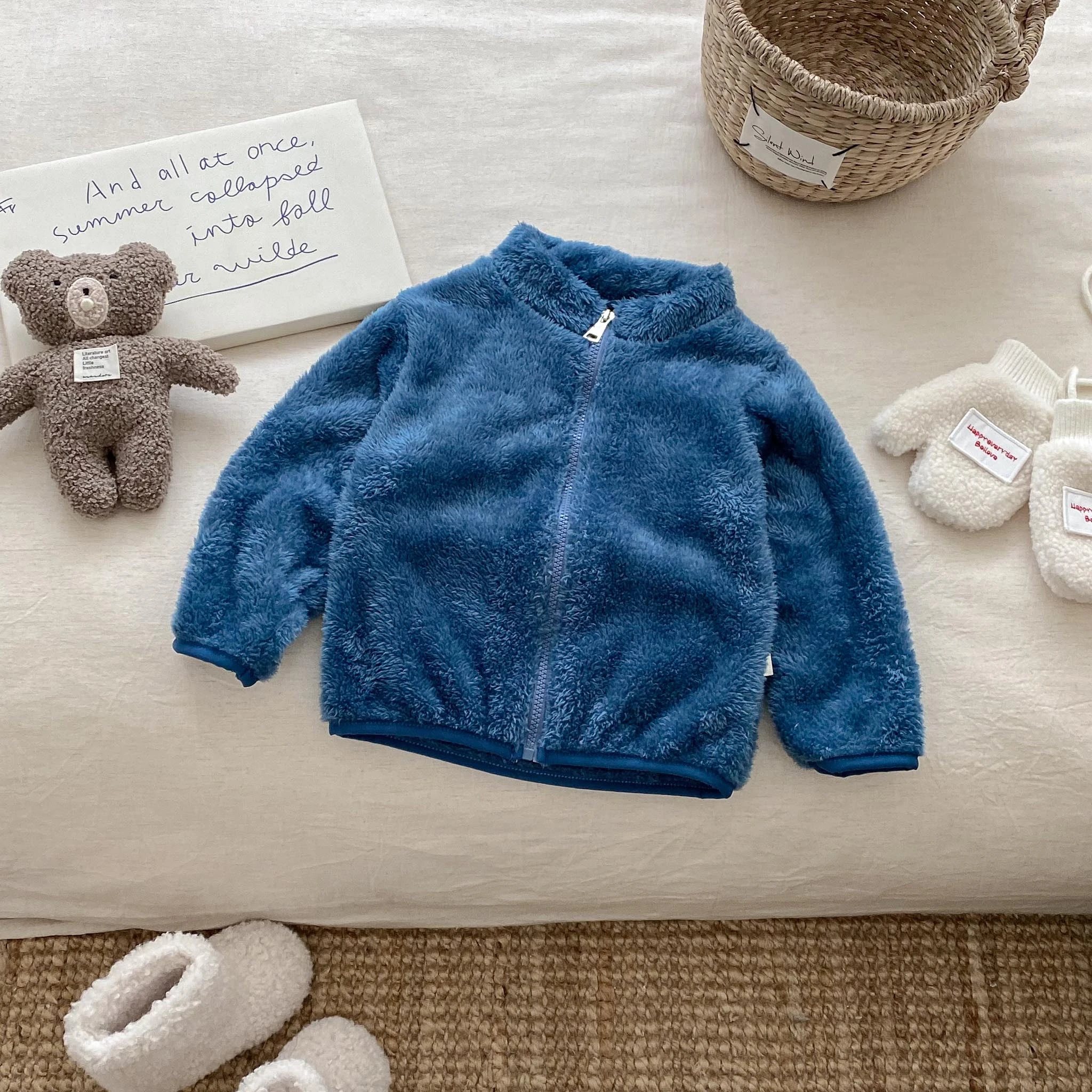 Kids Fashion Soft Fluffy Plush Coat Autumn Winter Warm Fleece Jacket Multi Color Zipper Up Outerwear Casual Toddler Warm Wear