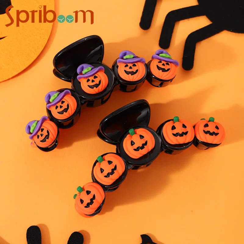 

Halloween Pumpkin Hair Clip Cute Women Hair Accessories Funny Hair Claw Clips Large Black Headdress Girls Party Hairpin Gifts