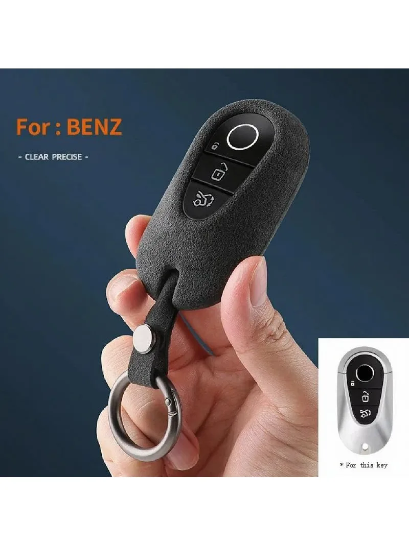 Suede Leather Car Key Case Cover for C S Class W206 W223 S350 C260 C300 Key Protector Shell Fob