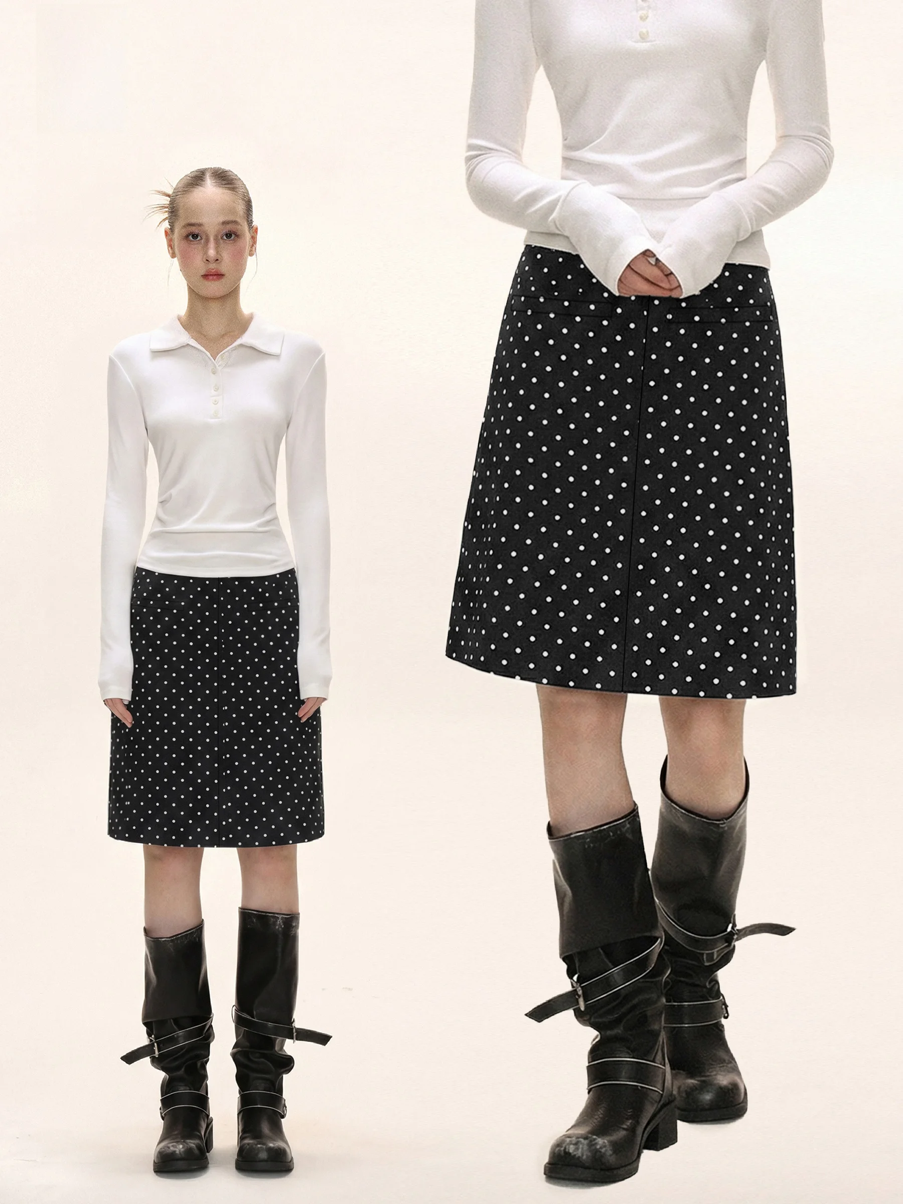 

Low Waist Polka Dot Slim Fit Skirt Casual Style Women's Spring Autumn Design Sensation Short Skirt for Young Ladies