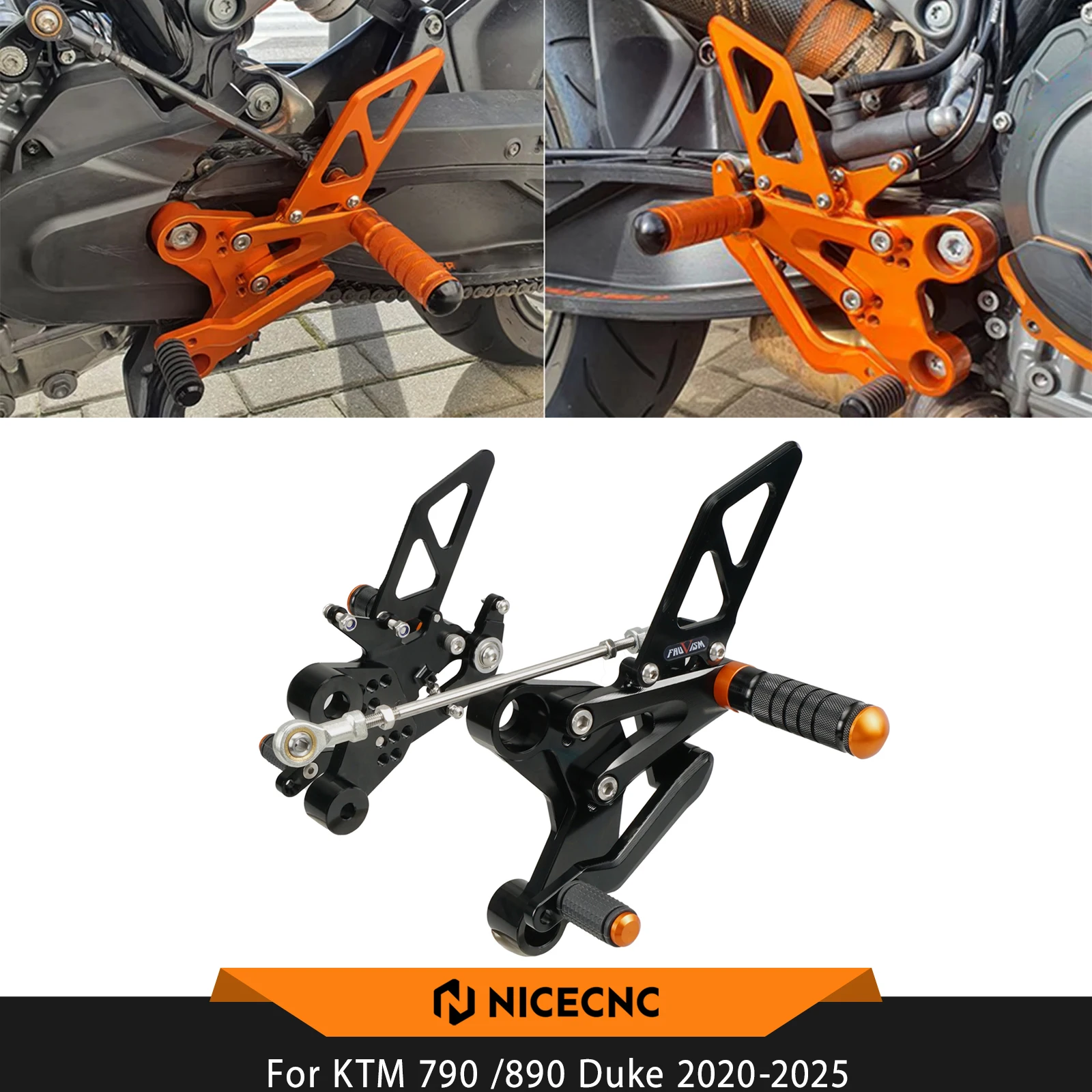 

NICECNC For KTM 790 Duke 2018-2025 890 Duke 2020-2025 2024 2023 Motorcycle Adjustable Rearsets Foot Pegs Pedal Footrest Sets