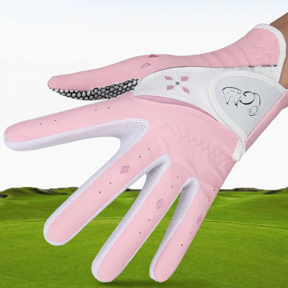 

Breathable Women's Golf Gloves Comfortable Anti-Slip Particles Outdoor Sports Gloves Elastic Durable PU Leather Golf Mittens
