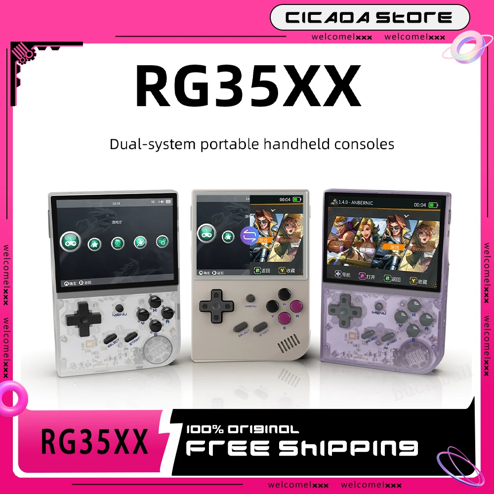 

Anbernic RG35XX Game Console Retro Handheld 3.5inch IPS Screen Dual Card Slot 128G 30000game Mini Portable Consoles Player Linux