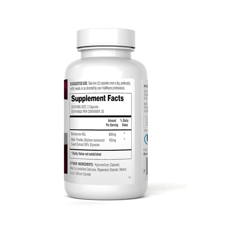 Berberine HCL 800mg, 60 capsules - with milk thistle for optimized absorption - supports metabolism