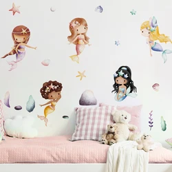 Cartoon Cute Mermaid Elements Children's Wall Stickers for Kids Room Baby Room Decoration Wallpaper Wall Decals Nursery