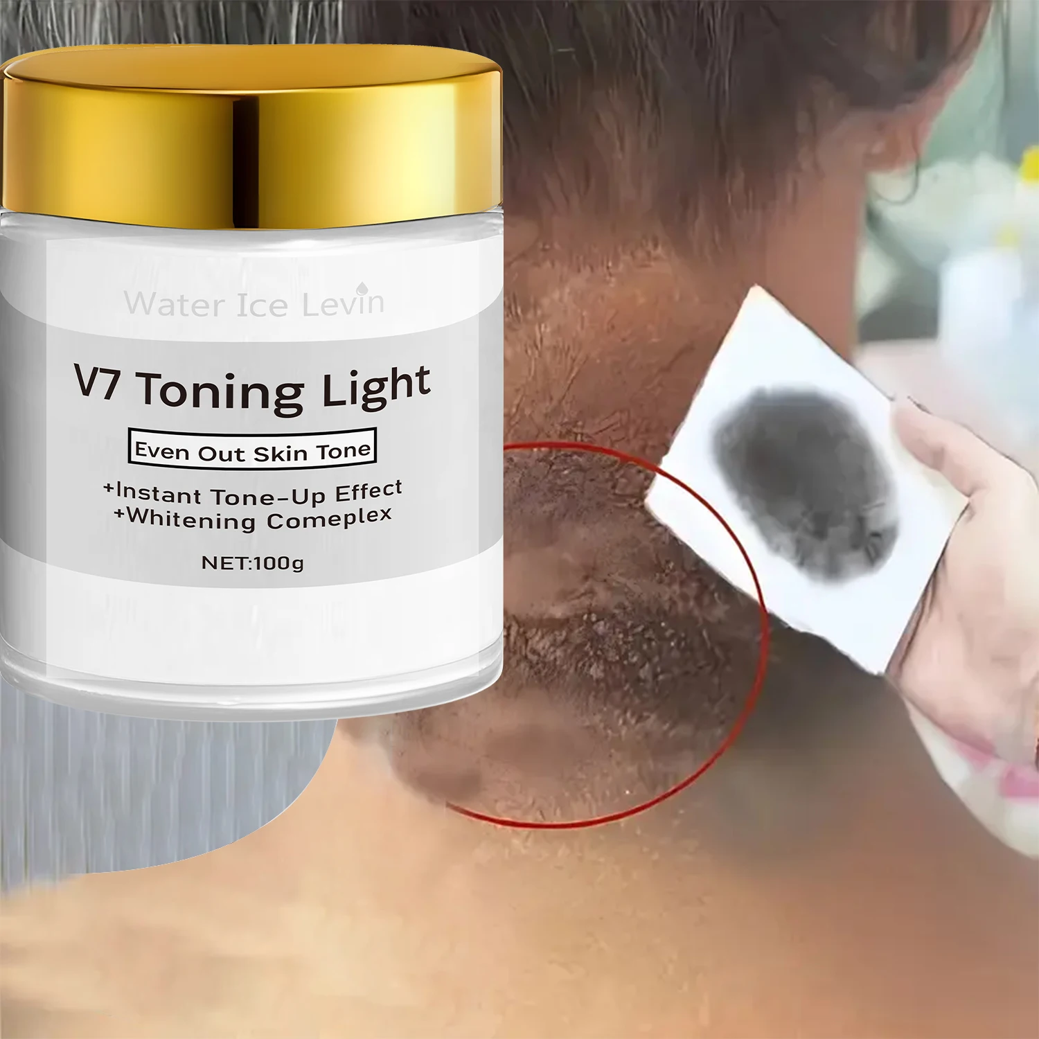 Water Ice Levin V7 Toning Light | Multi-Area Brightening Cream for Neck, Knees, Underarms & More | 100g
