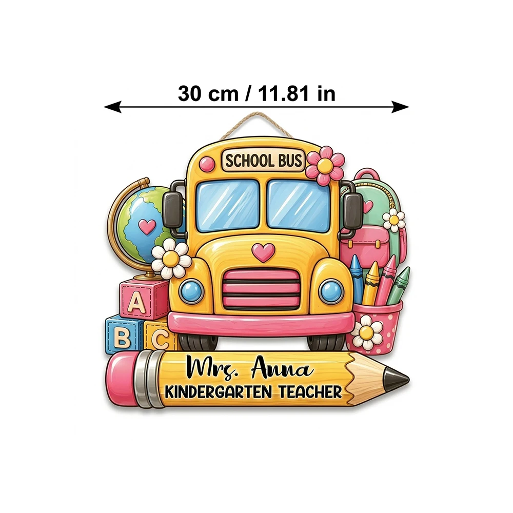 Personalized Custom Teacher Wooden Door Sign,Kindergarten Classroom Ornament,Back‑to‑School,Holiday Gift,Thank‑you Keepsake