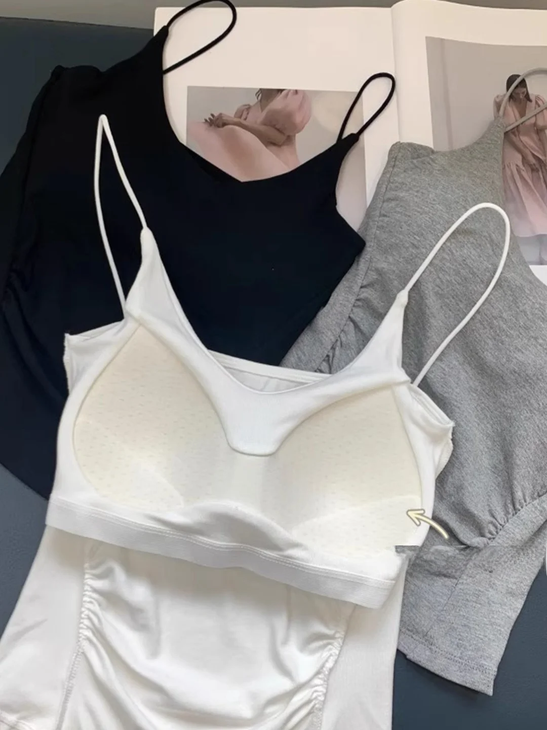 Slimming Crop Top Tankini Women's Summer Inner Beauty Back Bra Integrated Base Layer with Chest Pad Outerwear Thin Top