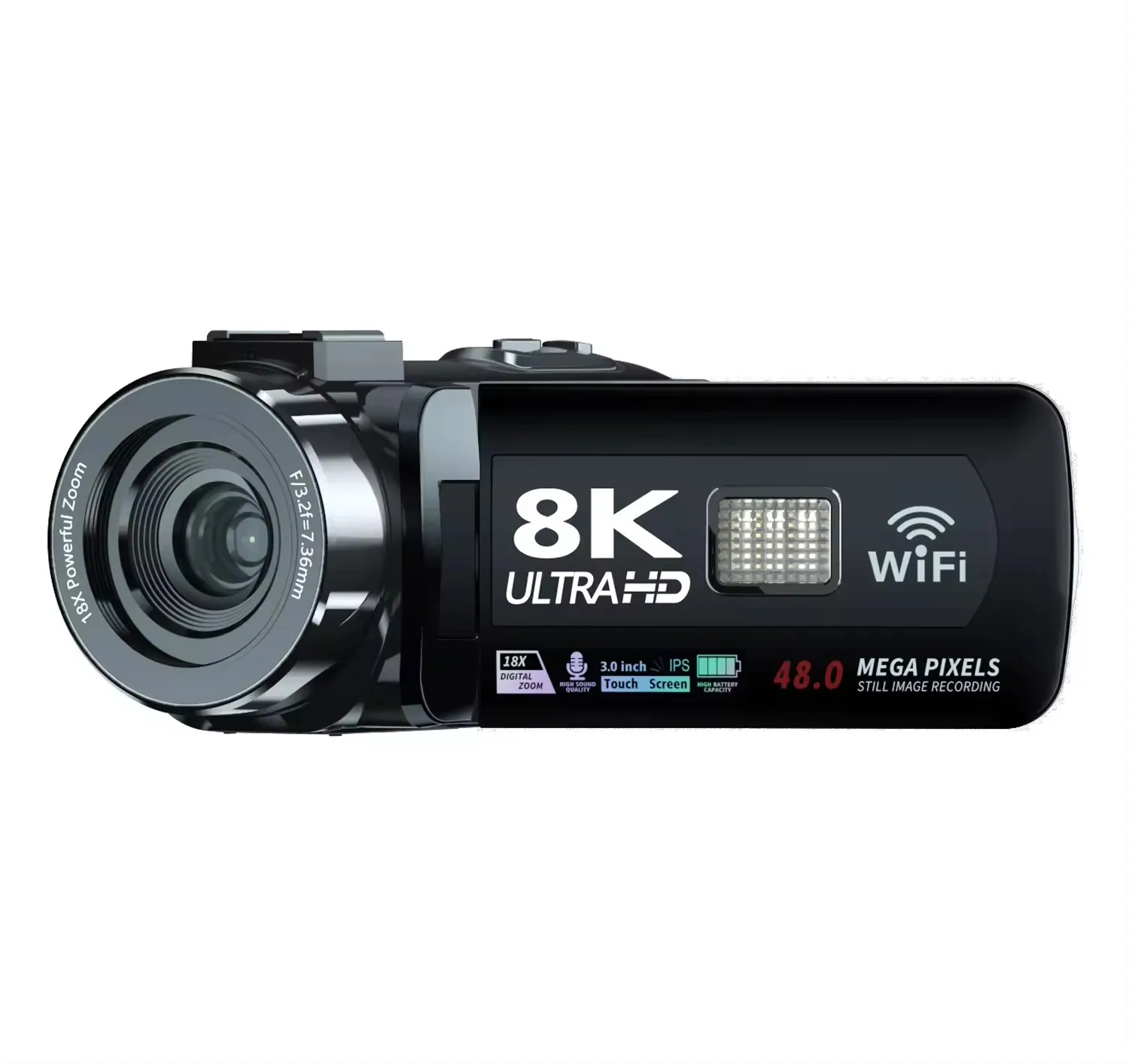 كاميرا فيديو STLF WJW 8K بدقة 48 ميجابكسل UHD WiFi IR للرؤية الليلية ومدونات الفيديو لـ YouTube 16X كاميرا تكبير رقمية تعمل باللمس