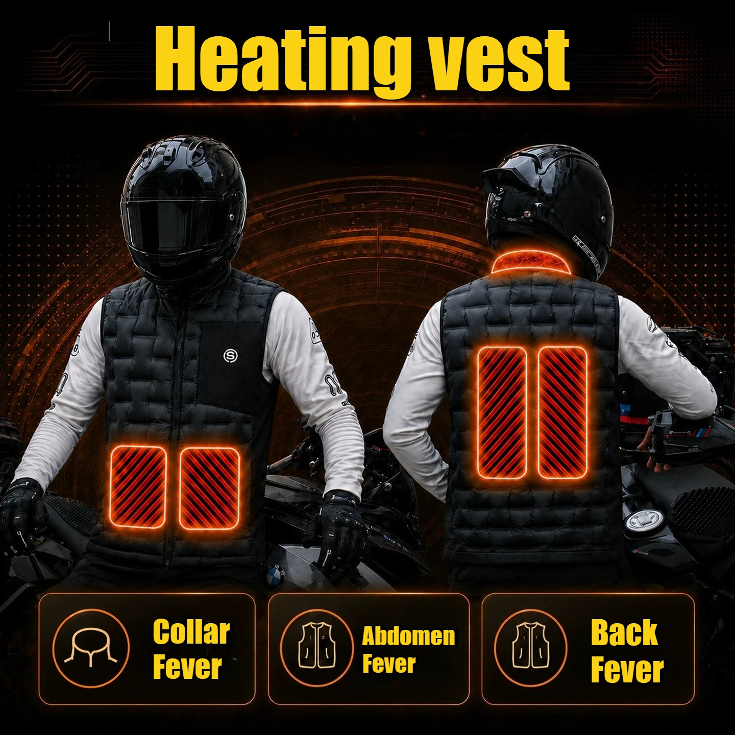 Star Knight Autumn Winter Heated Down Vest Motorcycle Warm Cold-proof Locomotive Riding Men Snowmobile Jackets Suits