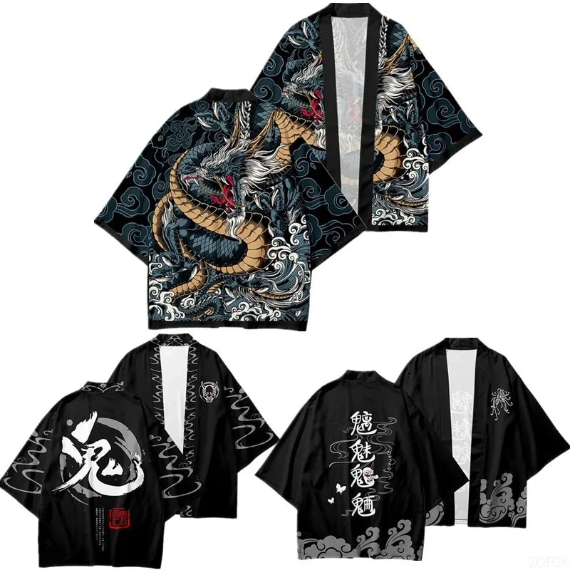 

Baigui Night Journey Ukiyo-e Cosco Окружающий плащ с перьями Кимоно Летний кардиган с 3D цифровым принтом
