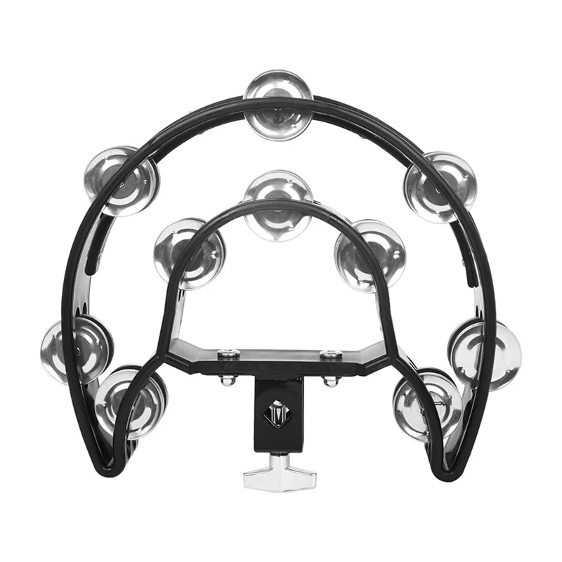 

A12E-Drum Set Double Row Rattle, Clip-On Hi-Hat Bell Stand, Extended Hand Bell, Jazz Drum Double Row Hand Bell