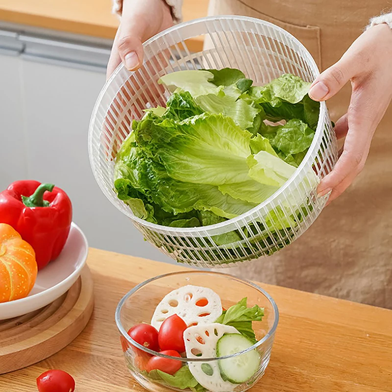 Vaccoir à salade avec essoreuse, essoreuse à légumes, essoreuse à fruits, égouttoir à aliments, essoreuse à décollage, lavage rapide, séchage, centrifugeuse manuelle, cuisine, outil ménager