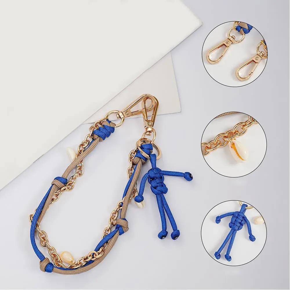 

2025 New Woven Rope Keychain Bag Decoration Alloy Keychain Korean Style Phone Case Bag Charms Y2k Pant Hanging Chain Bag Pendant