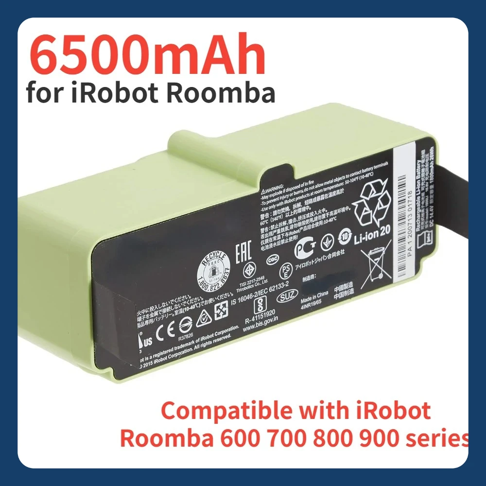 

6500mAh 14.4V Li Ion Battery Replacement ,for CleanerFits 900/800/700/600 Series (960/980/981/680/675), Durable Performance