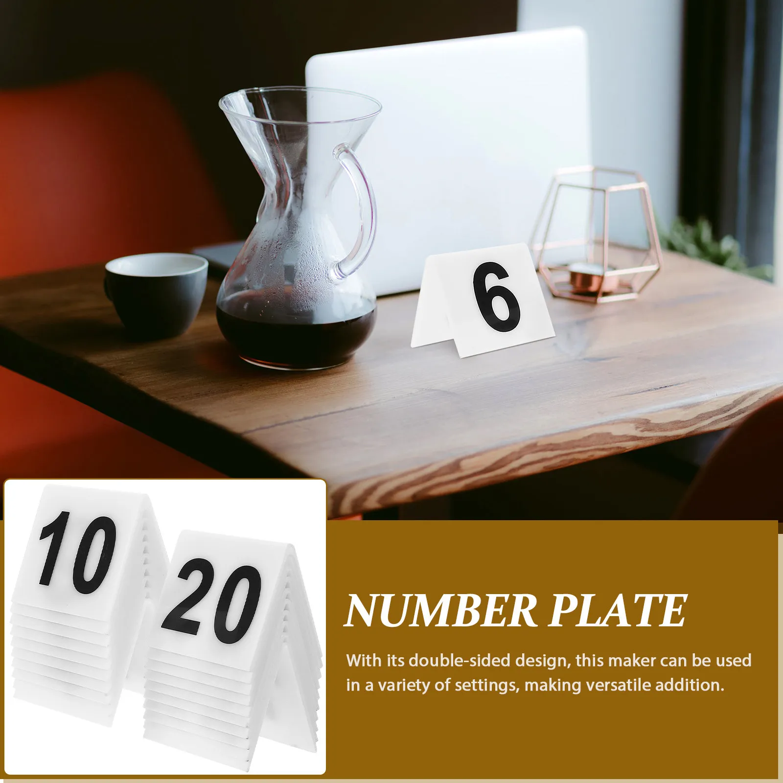 

20Pcs Acrylic Table Numbers V Shaped Reusable Double Sided Compact Number Markers Restaurant Evidence Markers Table Number Signs