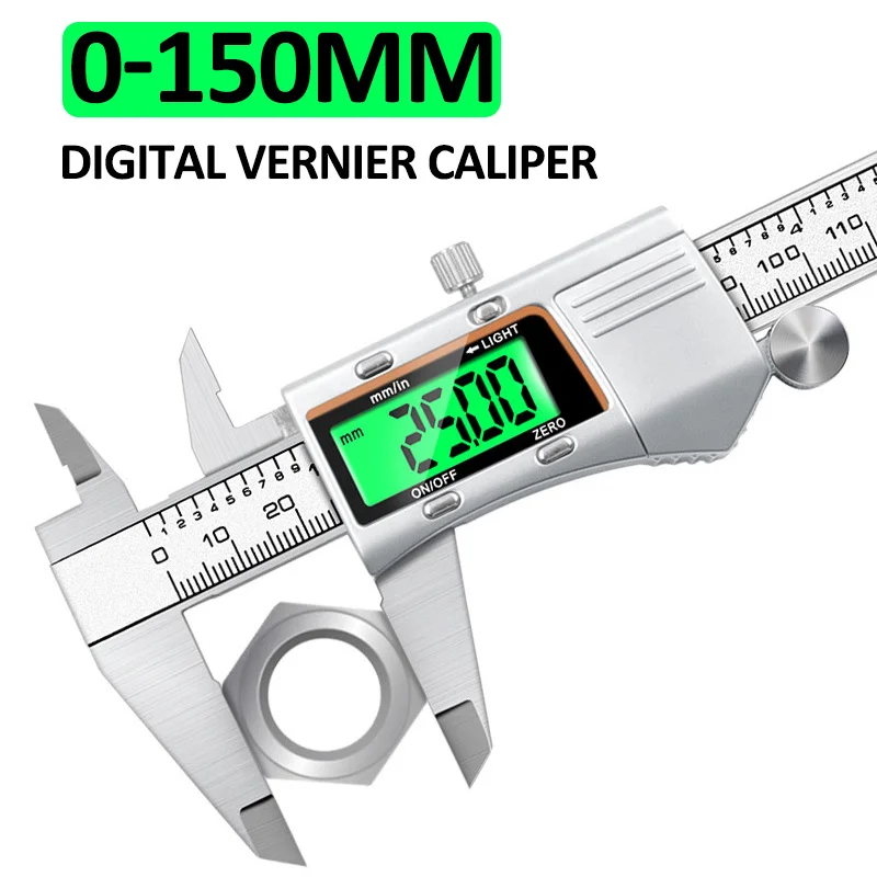 Digital Vernier Caliper 6 Inch 150mm Stainless Steel Electronic Metal Caliper Micrometer Depth Measuring Tools Electronic Ruler